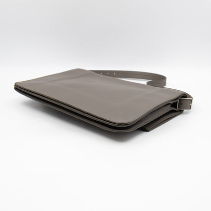 Clasp Fold-over Bag Grey Leather