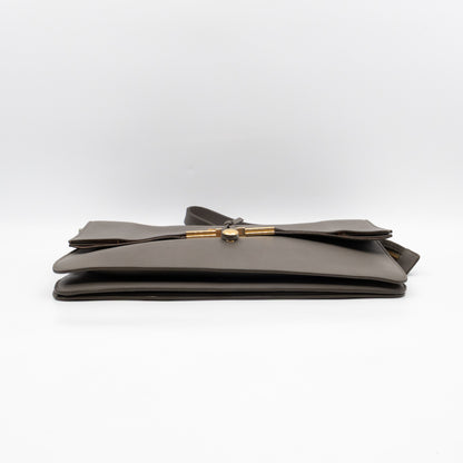 Clasp Fold-over Bag Grey Leather