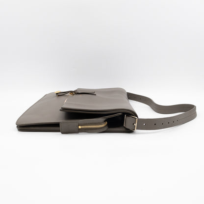 Clasp Fold-over Bag Grey Leather