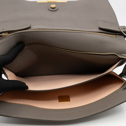 Clasp Fold-over Bag Grey Leather