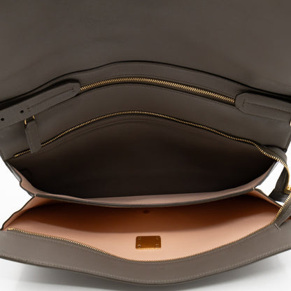 Clasp Fold-over Bag Grey Leather