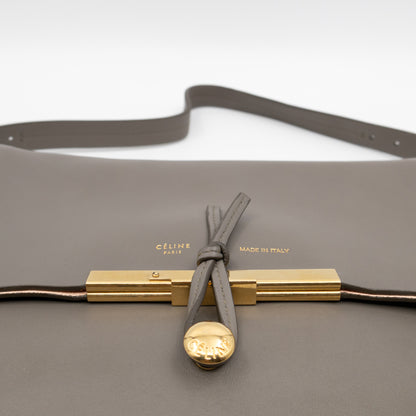 Clasp Fold-over Bag Grey Leather