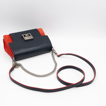 GV3 Small Crossbody Bag Blue Leather Red Suede