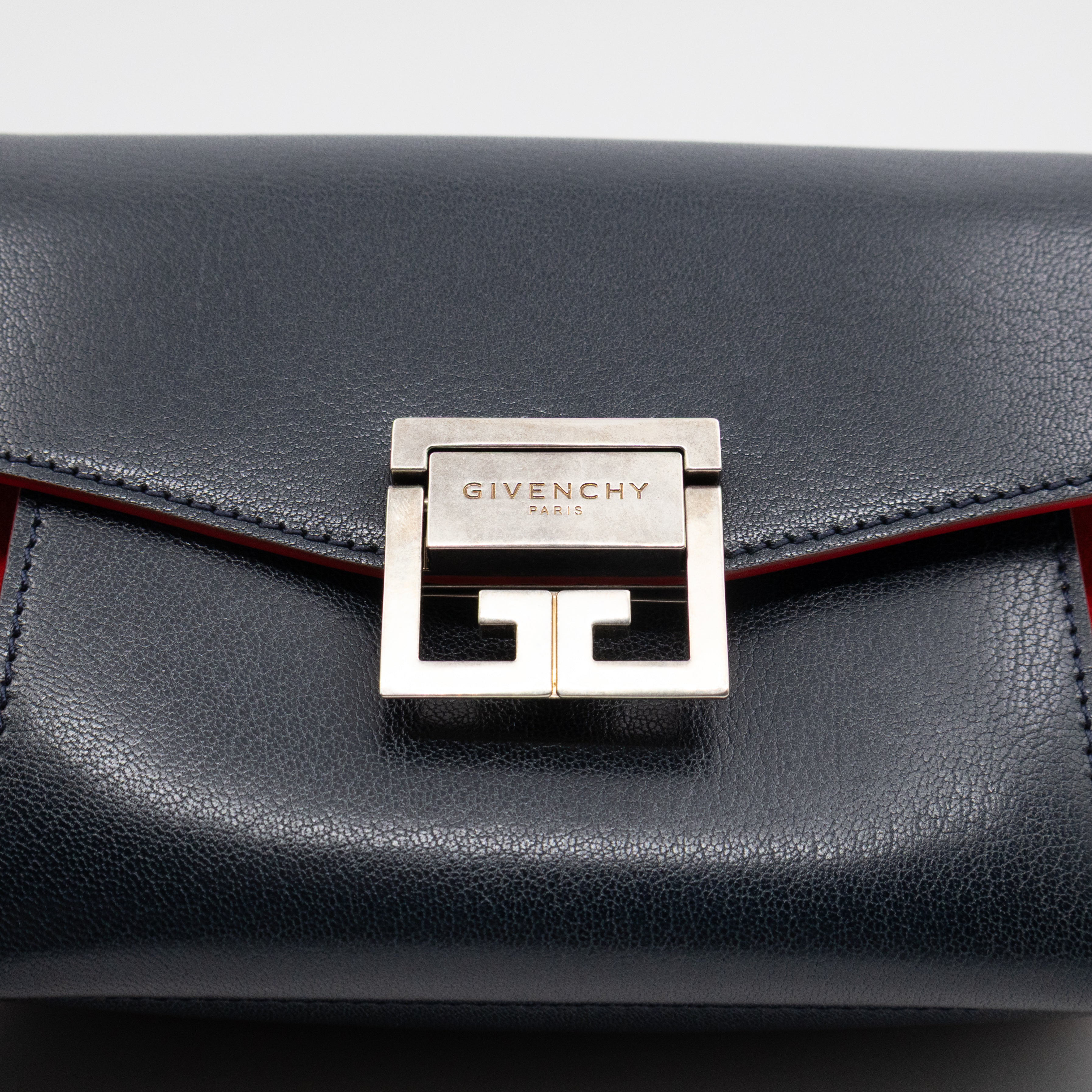 GV3 Small Crossbody Bag Blue Leather Red Suede