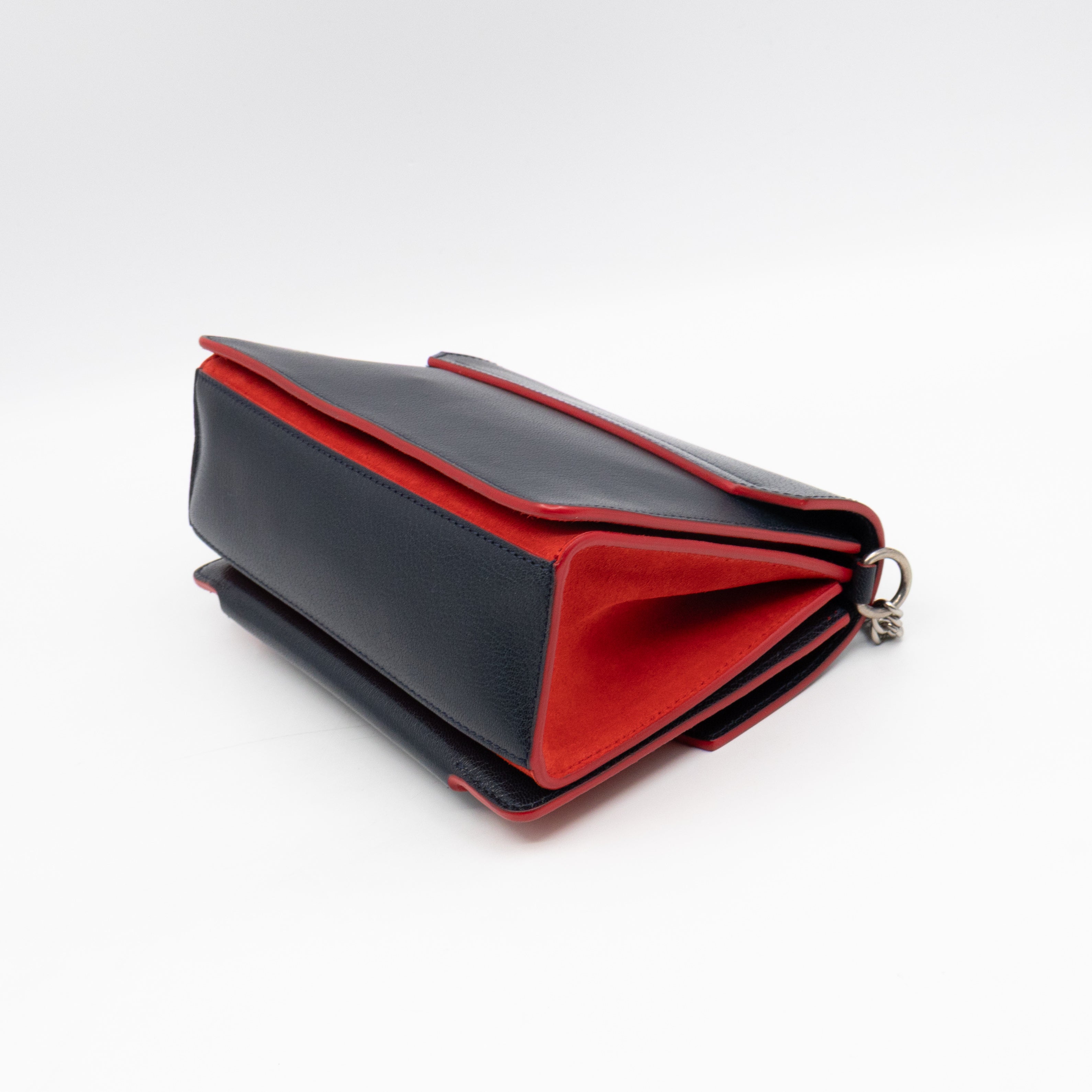 GV3 Small Crossbody Bag Blue Leather Red Suede