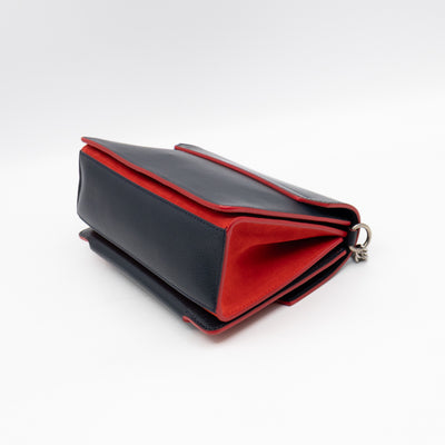 GV3 Small Crossbody Bag Blue Leather Red Suede