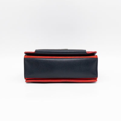 GV3 Small Crossbody Bag Blue Leather Red Suede