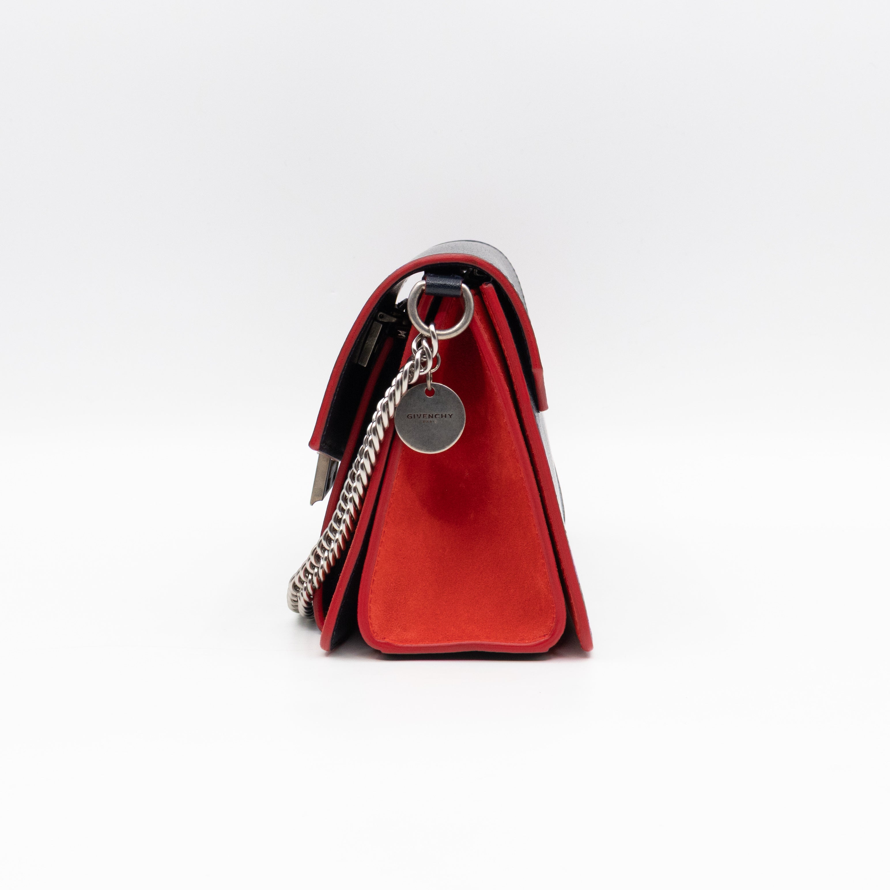 GV3 Small Crossbody Bag Blue Leather Red Suede