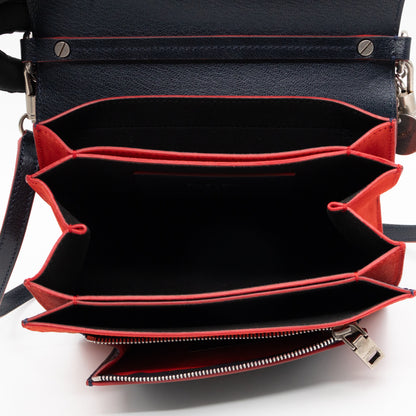 GV3 Small Crossbody Bag Blue Leather Red Suede