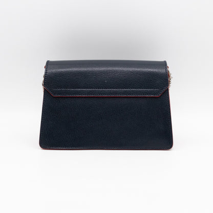 GV3 Small Crossbody Bag Blue Leather Red Suede