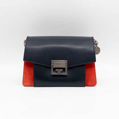 GV3 Small Crossbody Bag Blue Leather Red Suede