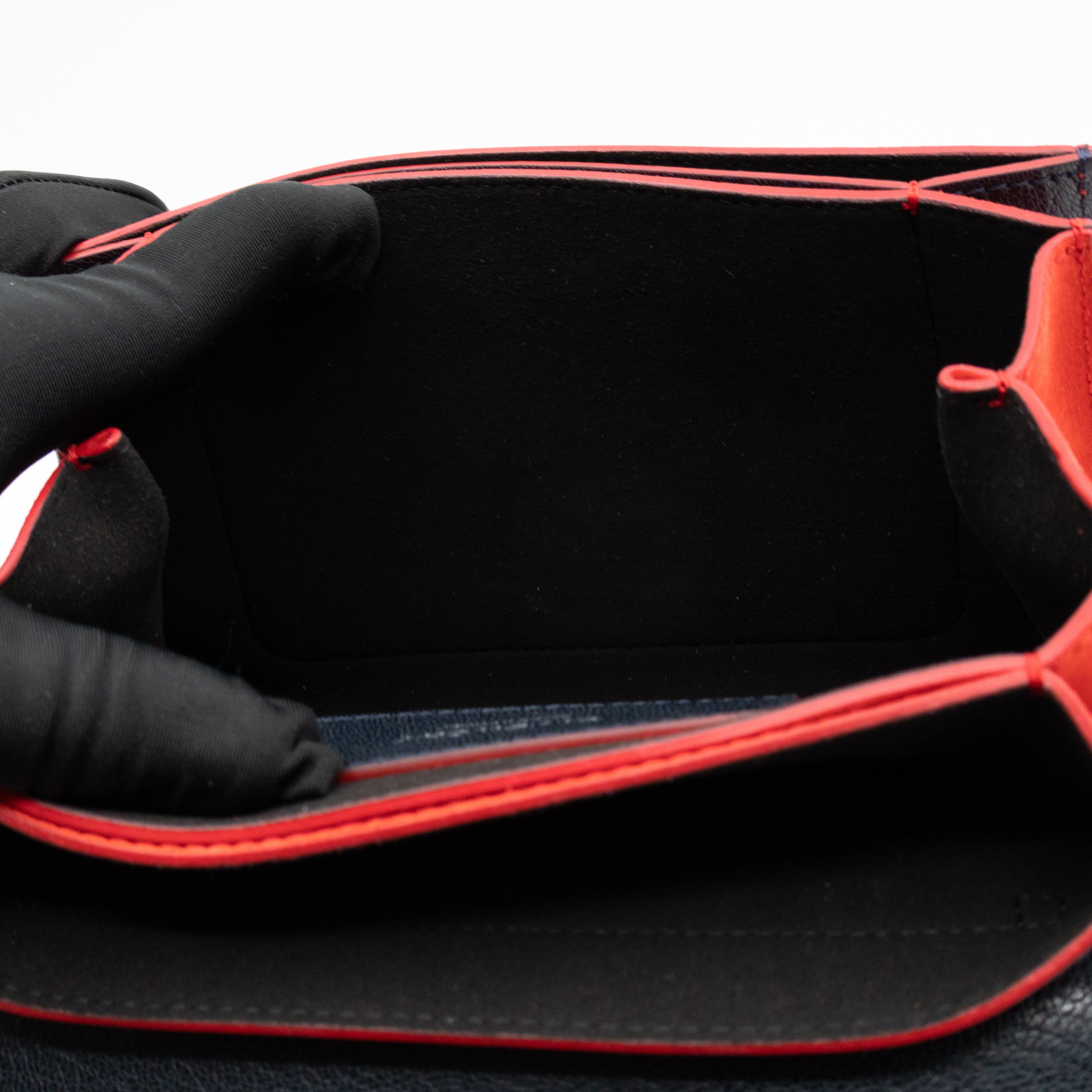 GV3 Small Crossbody Bag Blue Leather Red Suede