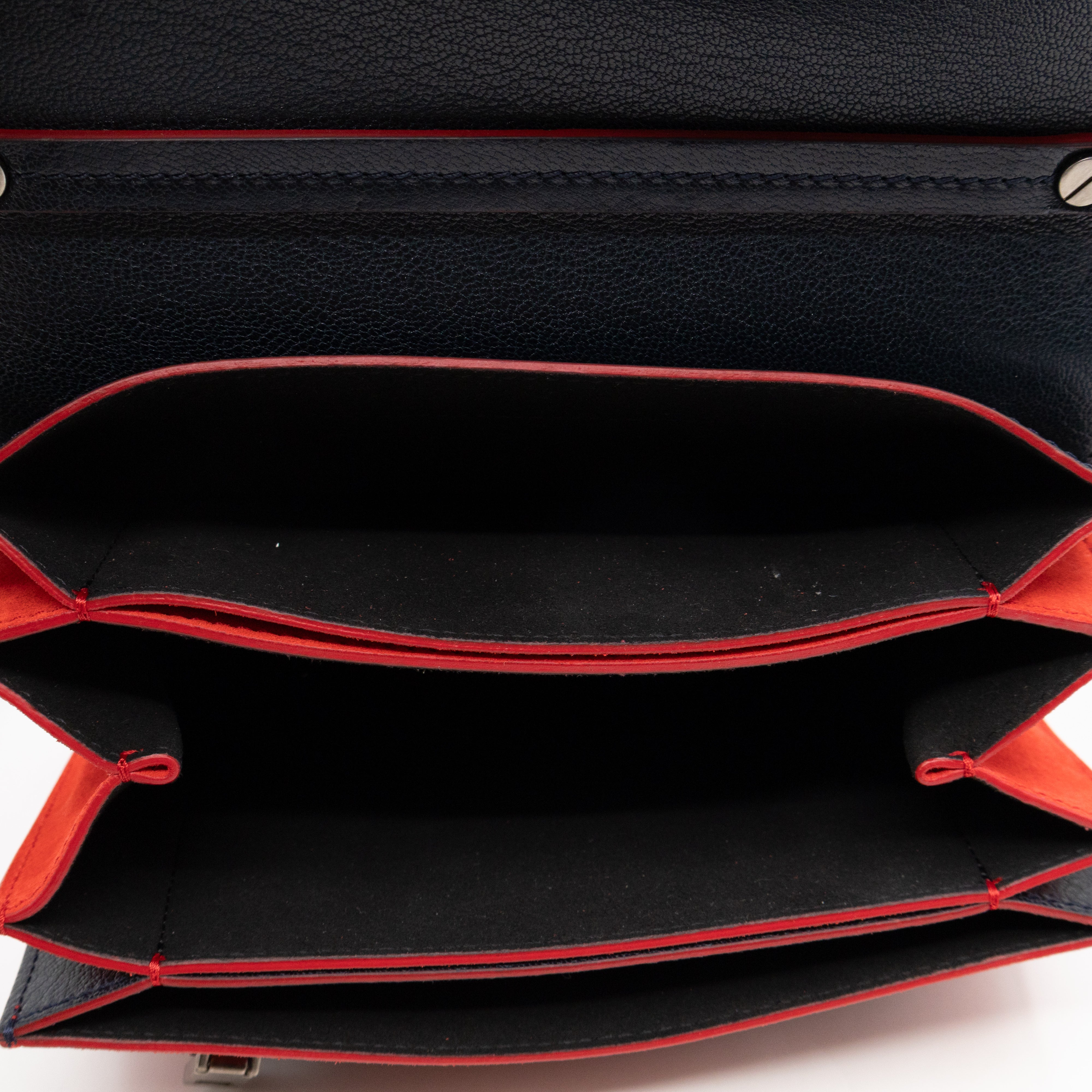 GV3 Small Crossbody Bag Blue Leather Red Suede