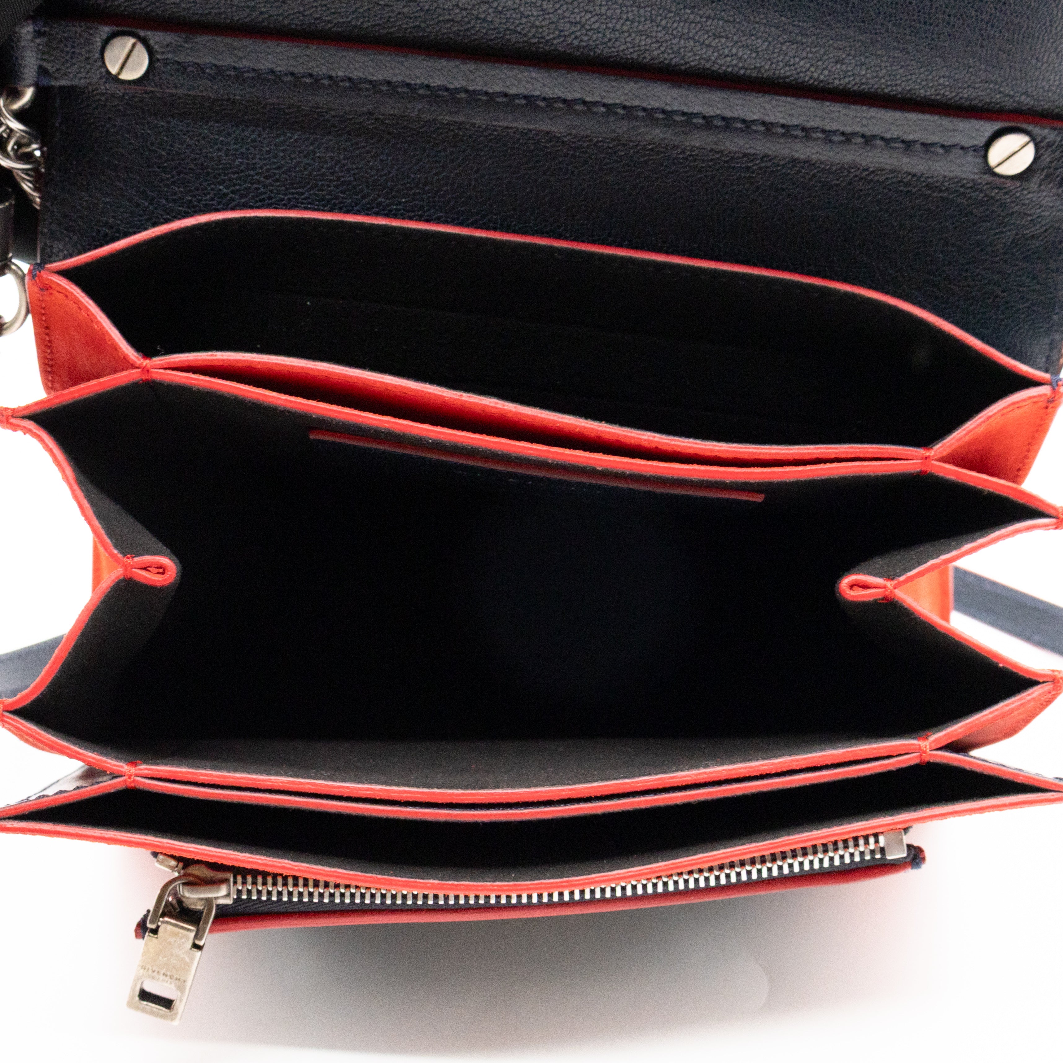 GV3 Small Crossbody Bag Blue Leather Red Suede