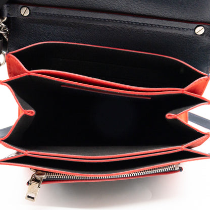 GV3 Small Crossbody Bag Blue Leather Red Suede