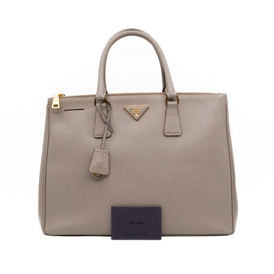 Galleria Large Double Zip Argilla Grey Saffiano Leather