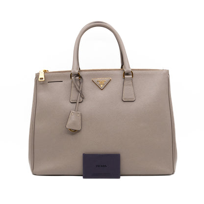Galleria Large Double Zip Argilla Grey Saffiano Leather