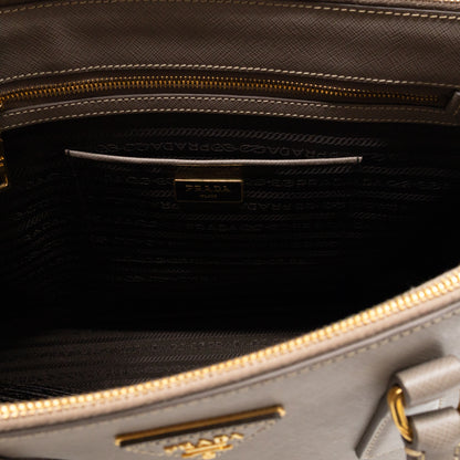 Galleria Large Double Zip Argilla Grey Saffiano Leather