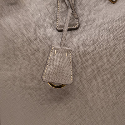 Galleria Large Double Zip Argilla Grey Saffiano Leather
