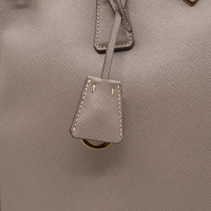 Galleria Large Double Zip Argilla Grey Saffiano Leather