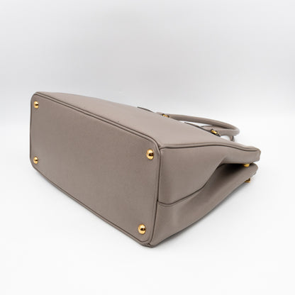 Galleria Large Double Zip Argilla Grey Saffiano Leather