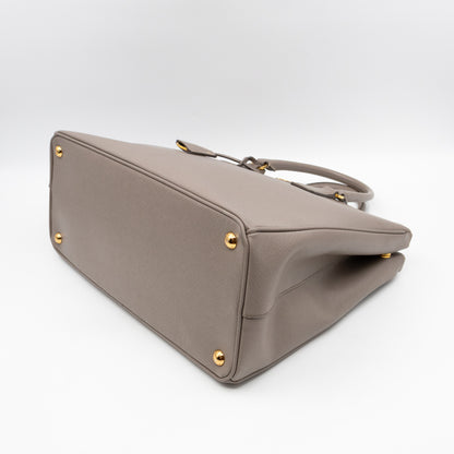 Galleria Large Double Zip Argilla Grey Saffiano Leather