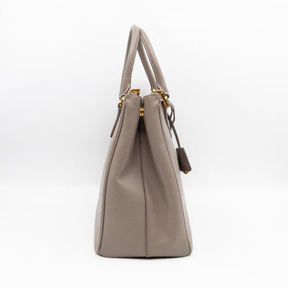 Galleria Large Double Zip Argilla Grey Saffiano Leather