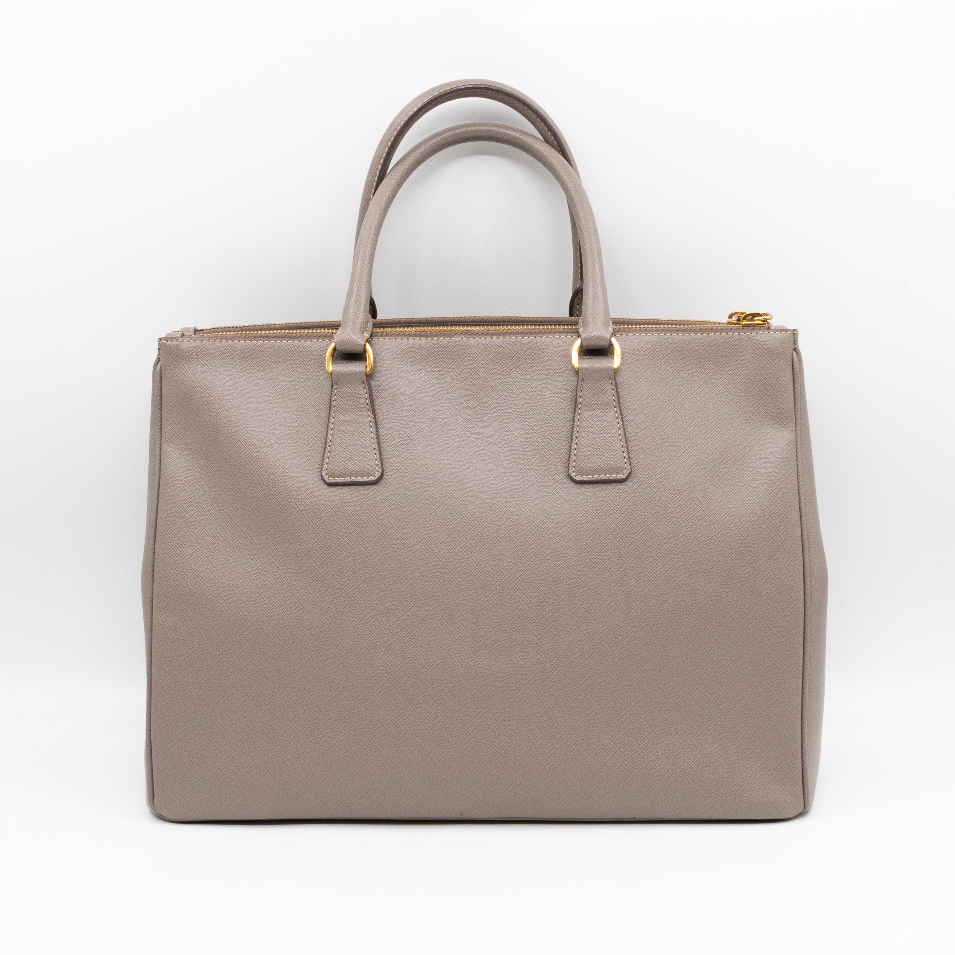 Galleria Large Double Zip Argilla Grey Saffiano Leather