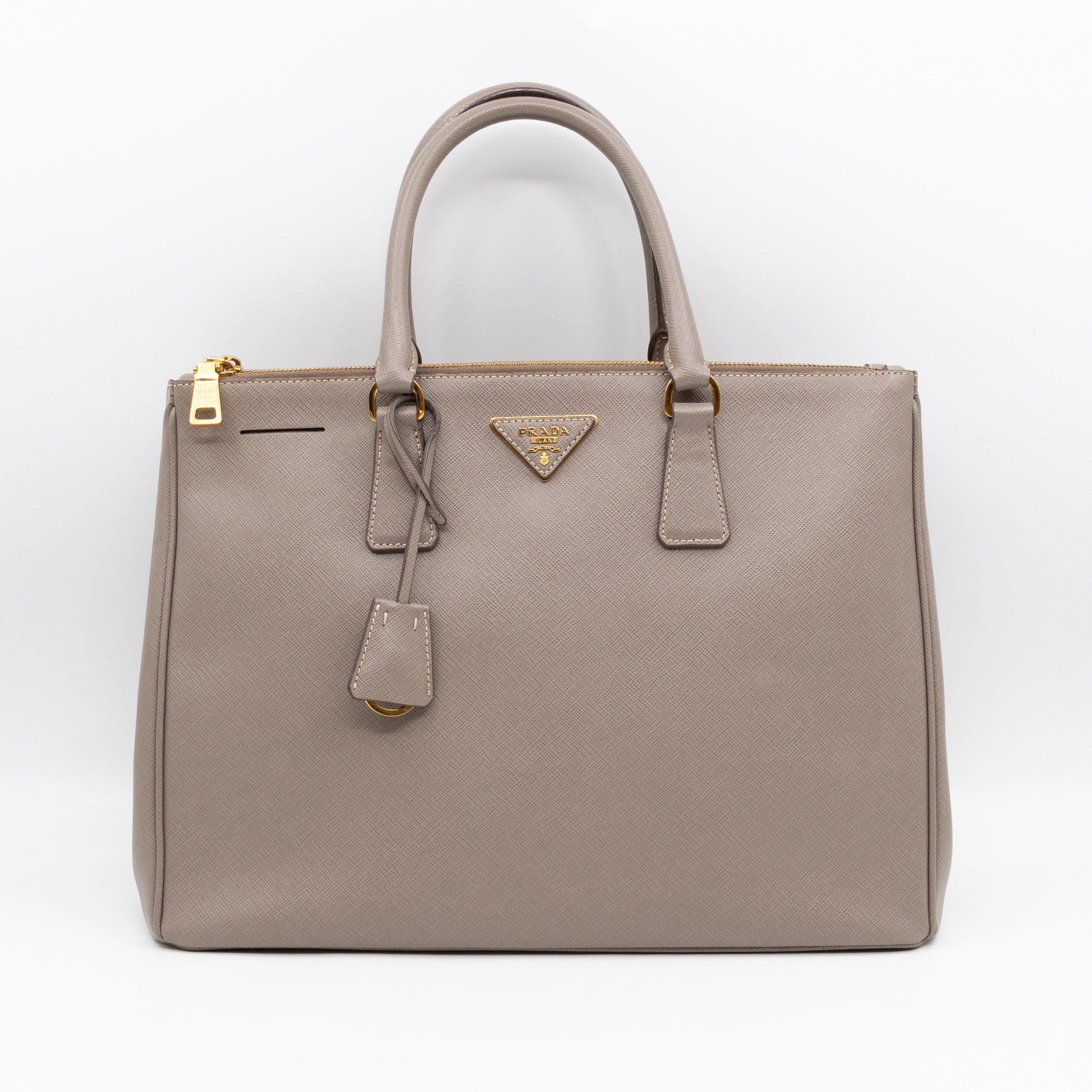 Galleria Large Double Zip Argilla Grey Saffiano Leather