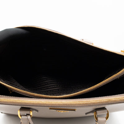 Galleria Large Double Zip Argilla Grey Saffiano Leather