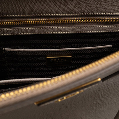 Galleria Large Double Zip Argilla Grey Saffiano Leather