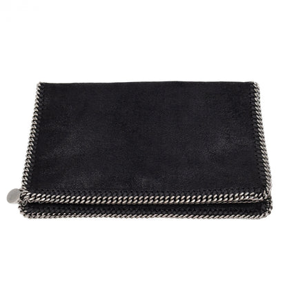 Falabella Fold Over Clutch Black Silver