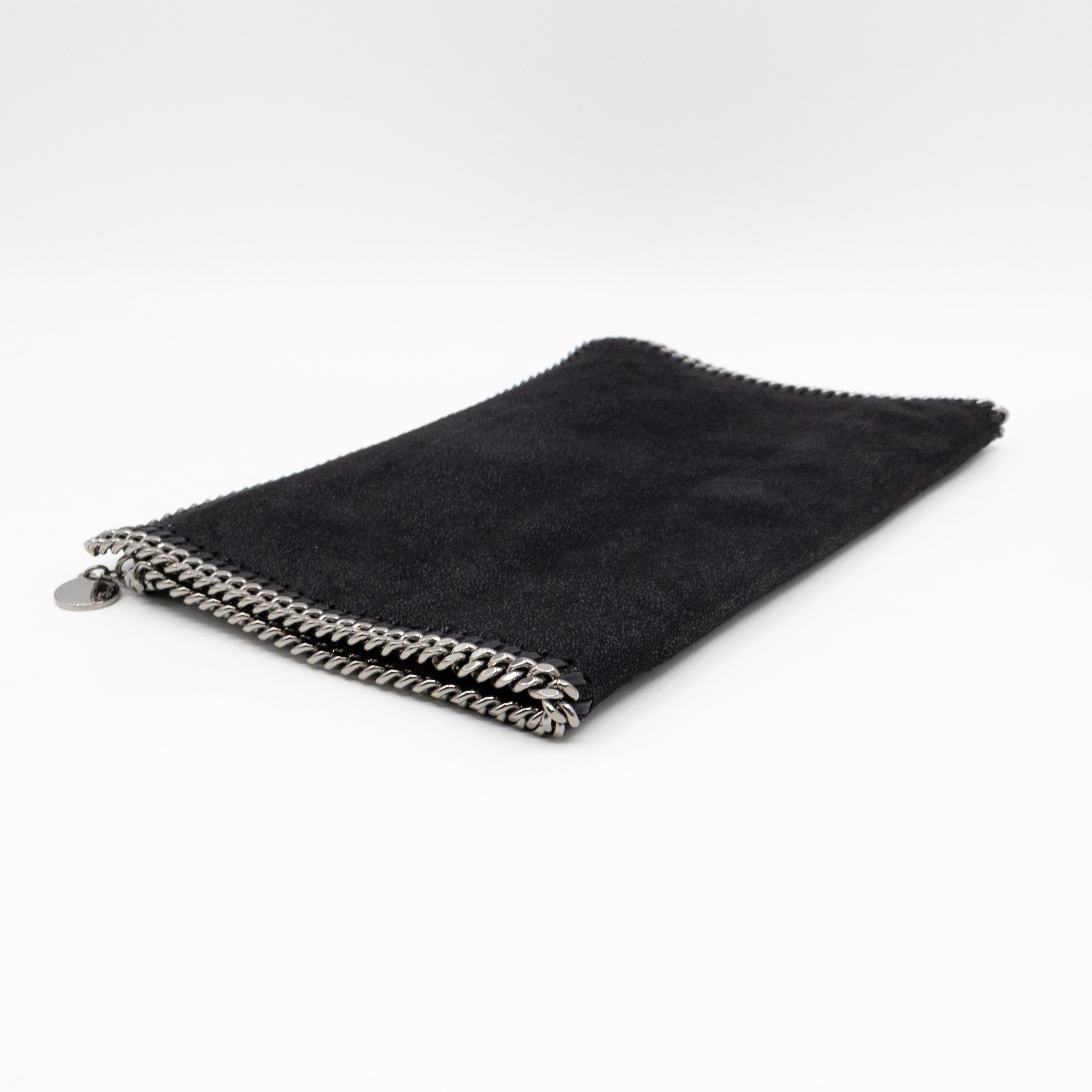 Falabella Fold Over Clutch Black Silver