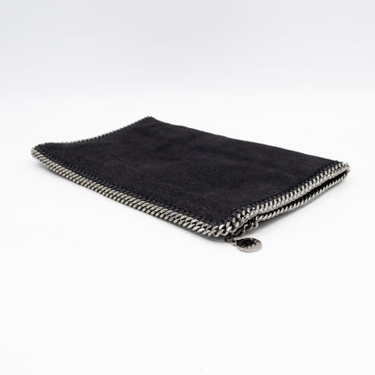 Falabella Fold Over Clutch Black Silver