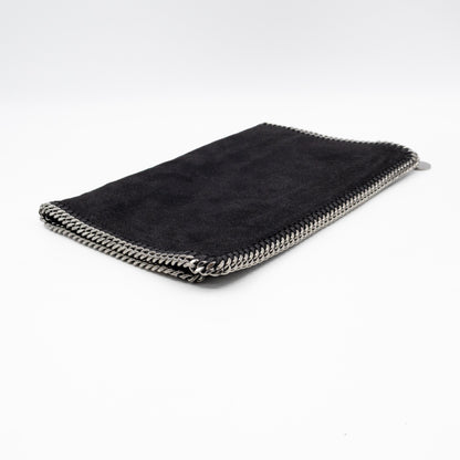 Falabella Fold Over Clutch Black Silver