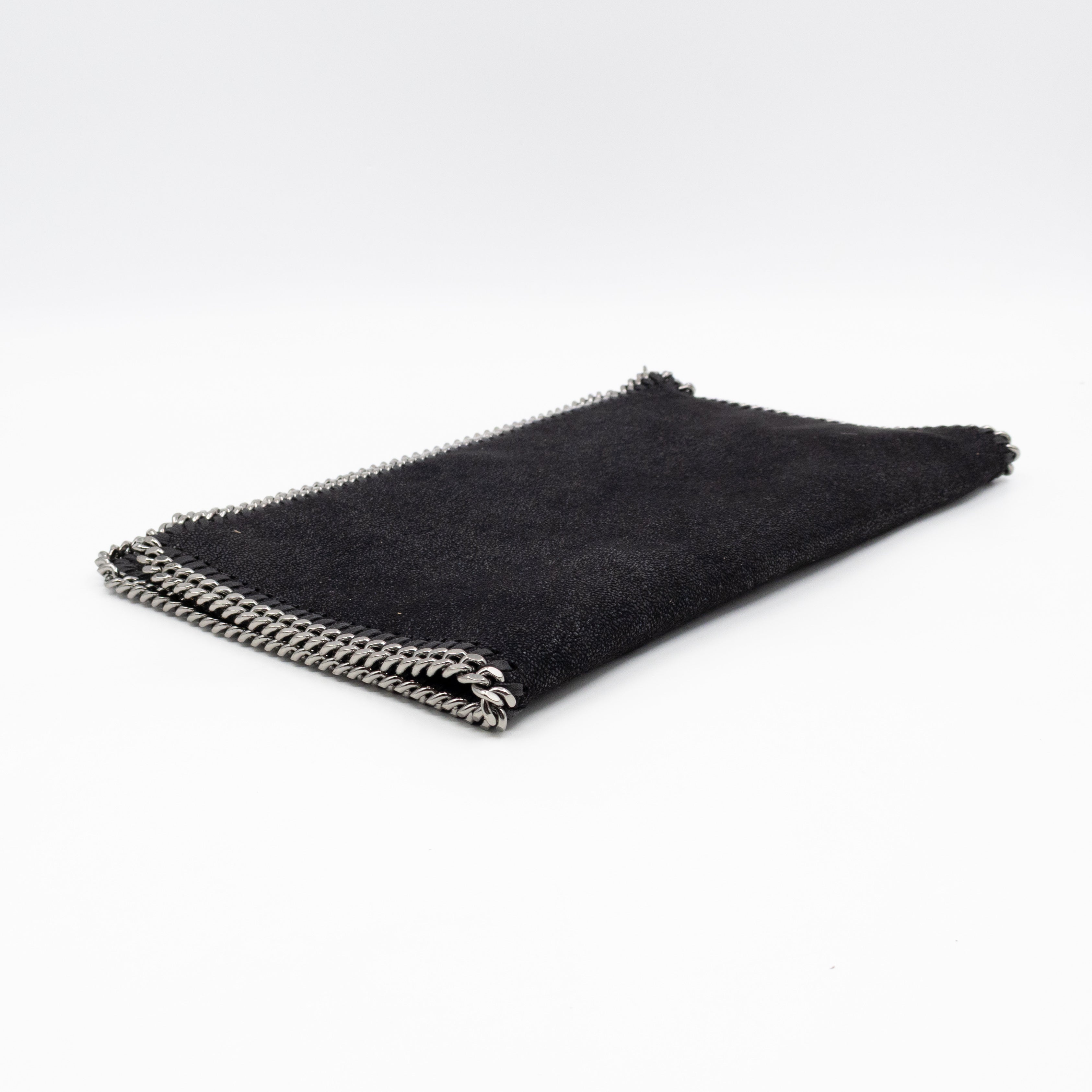 Falabella Fold Over Clutch Black Silver