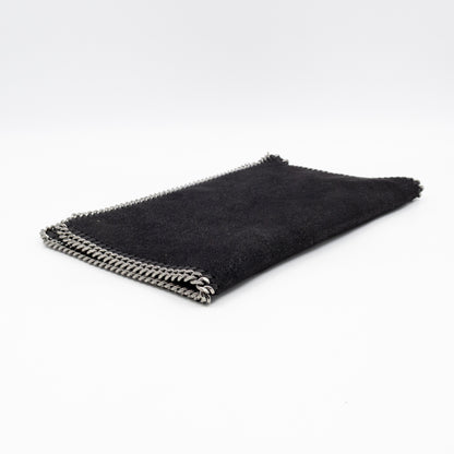 Falabella Fold Over Clutch Black Silver