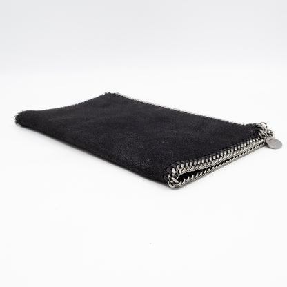 Falabella Fold Over Clutch Black Silver