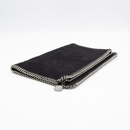 Falabella Fold Over Clutch Black Silver