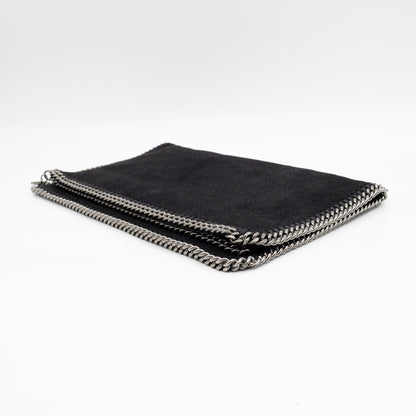 Falabella Fold Over Clutch Black Silver