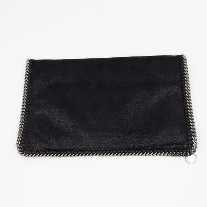 Falabella Fold Over Clutch Black Silver