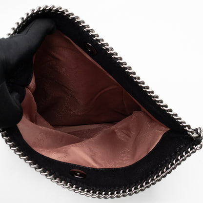 Falabella Fold Over Clutch Black Silver
