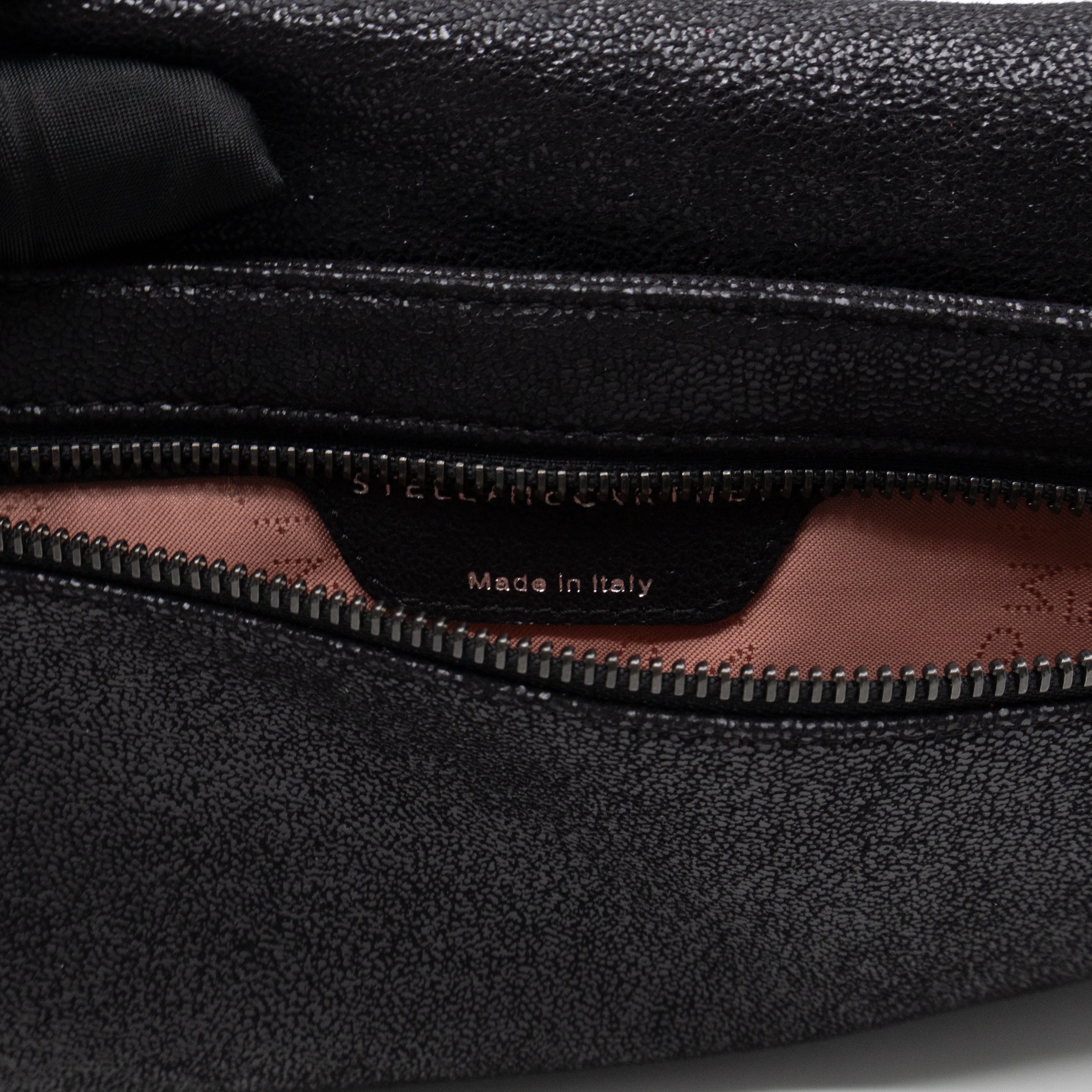 Falabella Fold Over Clutch Black Silver