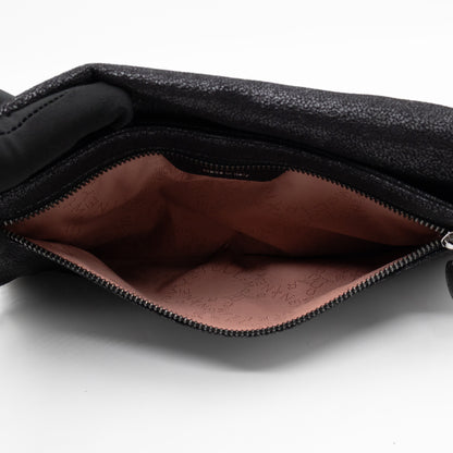 Falabella Fold Over Clutch Black Silver