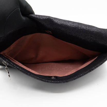 Falabella Fold Over Clutch Black Silver