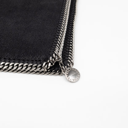 Falabella Fold Over Clutch Black Silver