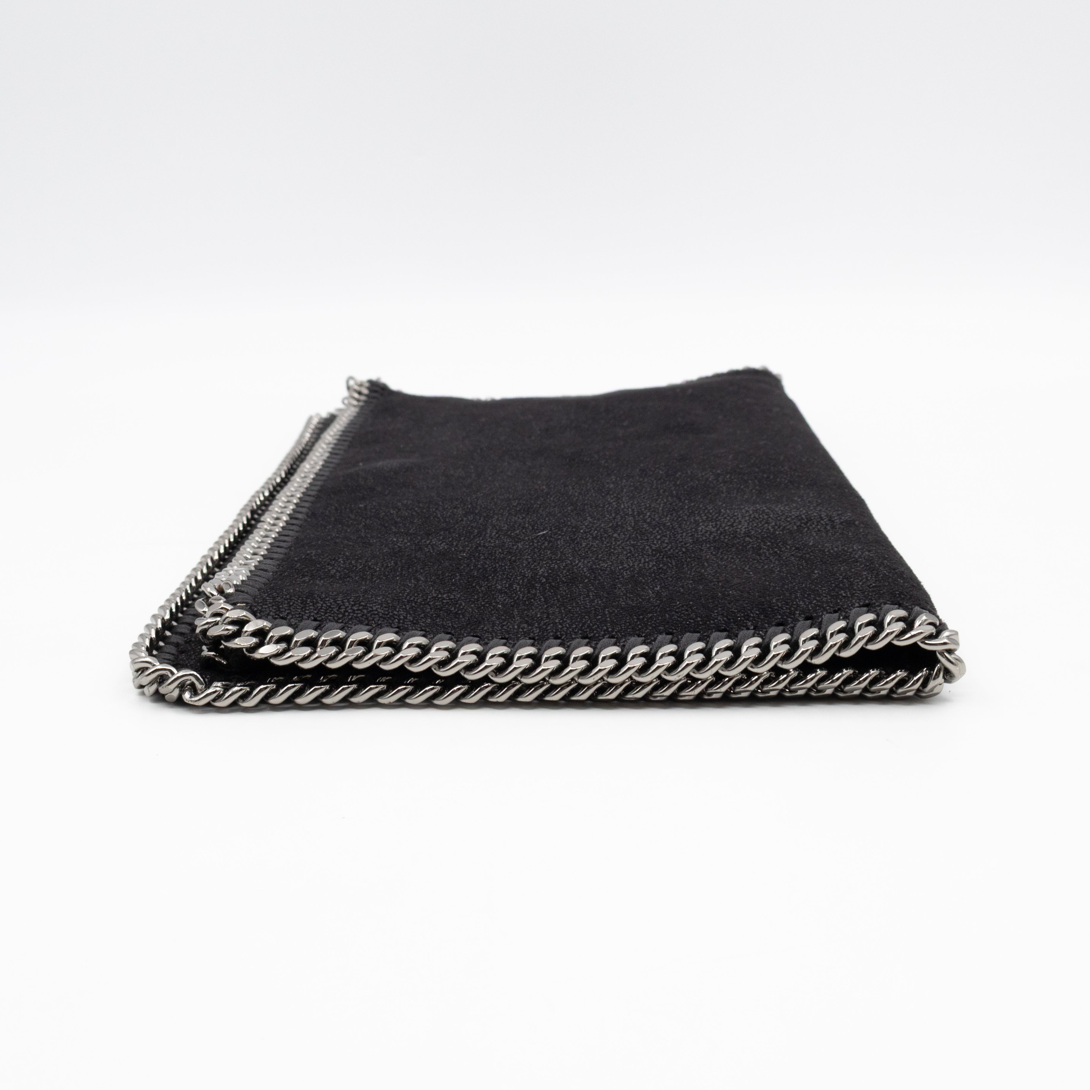 Falabella Fold Over Clutch Black Silver