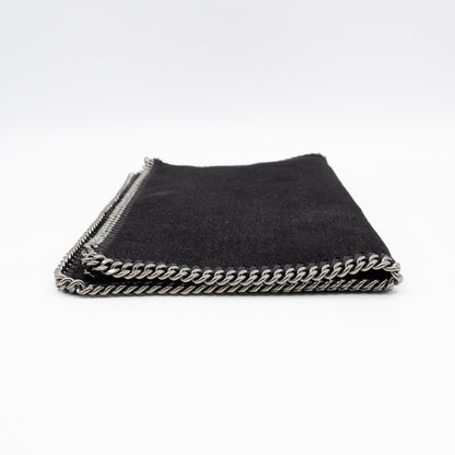 Falabella Fold Over Clutch Black Silver