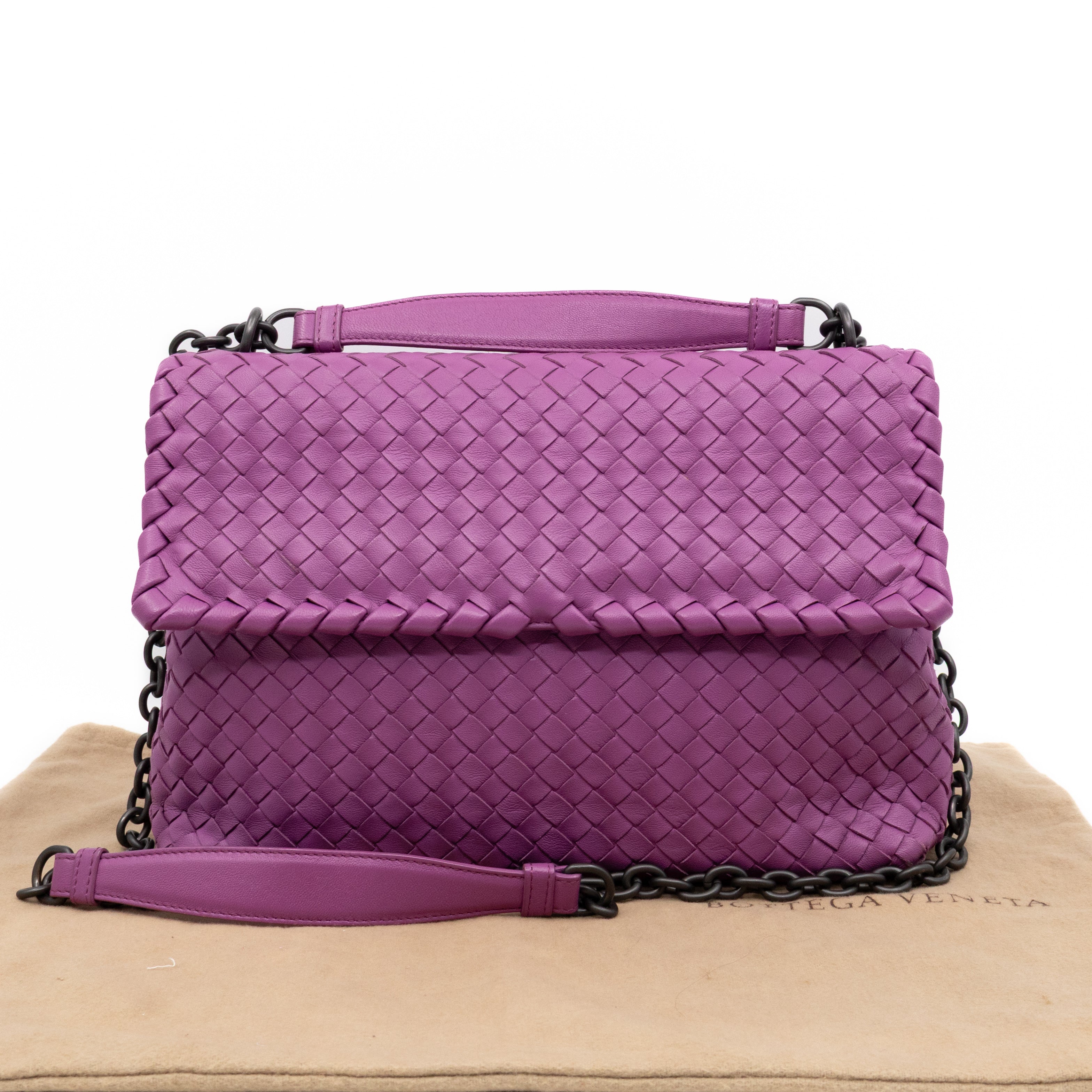 Olimpia Crossbody Bag Purple Intrecciato Leather
