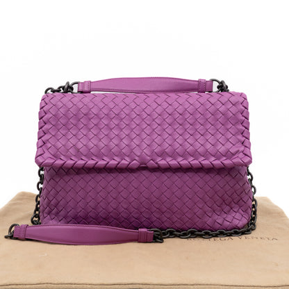Olimpia Crossbody Bag Purple Intrecciato Leather